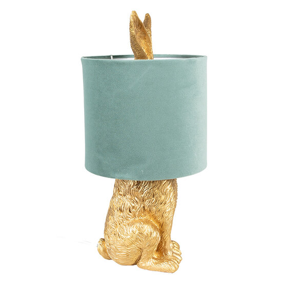 Clayre & Eef | Tafellamp Konijn Goudkleurig Groen ø 20x43 cm E27/max 1x60W | 6LMC0099GOVLGR