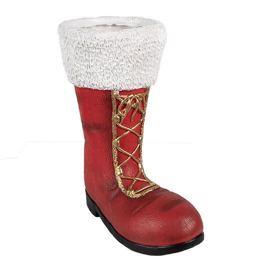 Clayre & Eef | Kerstdecoratie Laars Rood Wit 32x19x36 cm | 6MG0048