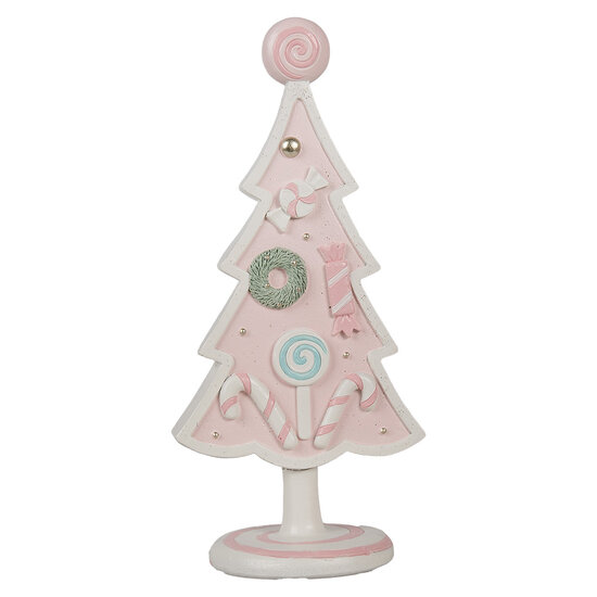 Clayre & Eef | Decoratie Kerstboom Roze 12x9x25 cm | 6PR4219