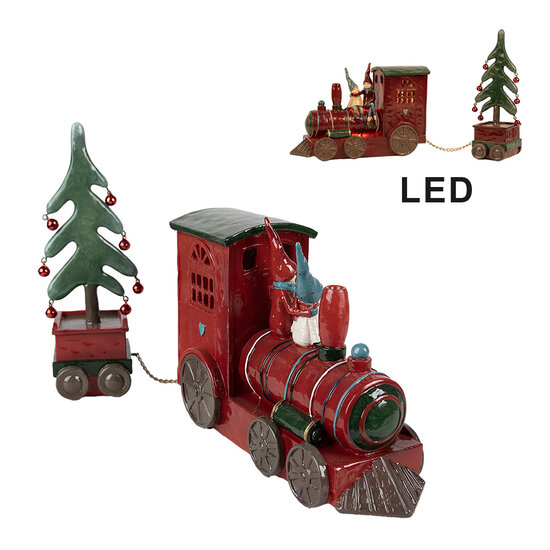 Clayre & Eef | Decoratie Trein met LED Rood Groen 30x7x21 cm / 2xAAA | 6PR4239