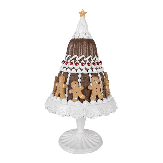 Clayre &amp; Eef   | Decoratie taart Bruin Wit &oslash; 29x52 cm | 6PR4247