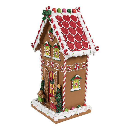 Clayre & Eef | Decoratie Huis Bruin Wit 18x14x31 cm | 6PR4251