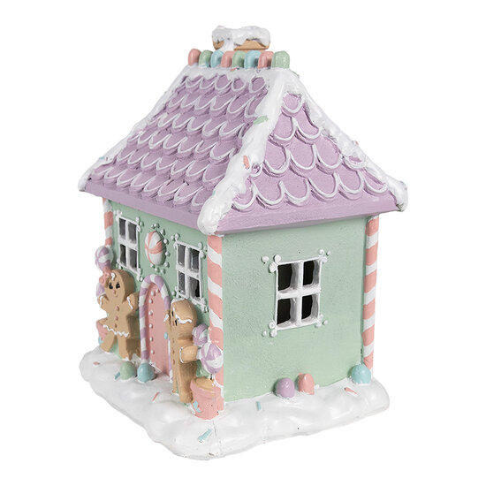 Clayre & Eef | Decoratie Huis Groen Roze Paars 17x14x21 cm | 6PR4267