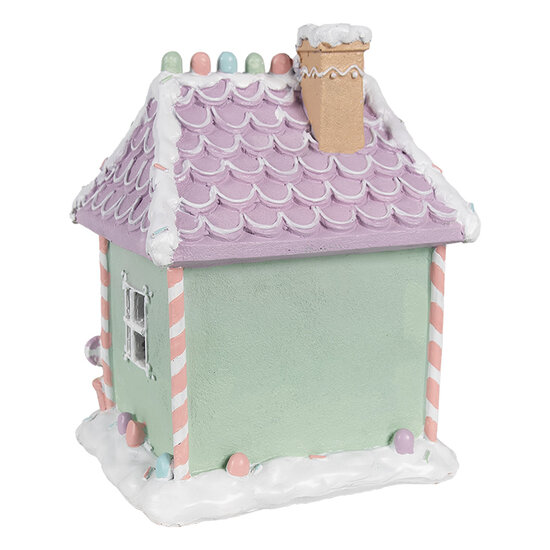 Clayre & Eef | Decoratie Huis Groen Roze Paars 17x14x21 cm | 6PR4267