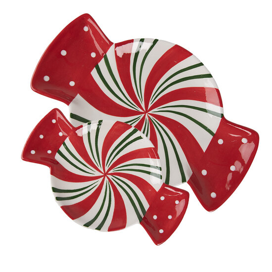 Clayre & Eef | Servies Ontbijtbord Rood Wit 22x14x2 cm | 6CE1848S
