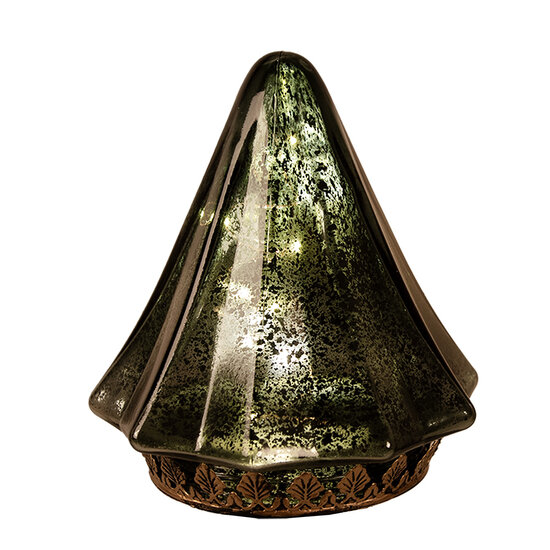 Clayre & Eef | Kerstdecoratie Kerstboom met LED Groen ø 14x16 cm / 2xAAA | 6GL4570GR