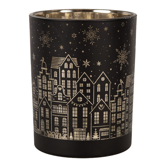 Clayre & Eef | Waxinelichthouder set van 2 Zwart ø 9x10 / ø 10x12 cm | 6GL4606