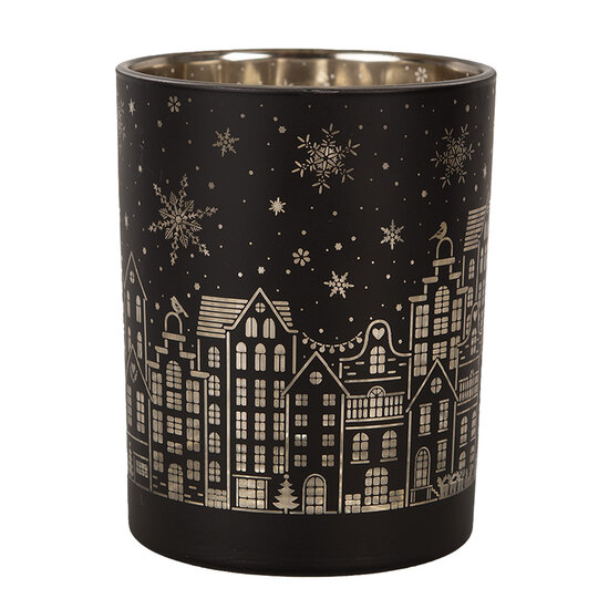 Clayre & Eef | Waxinelichthouder set van 2 Zwart ø 9x10 / ø 10x12 cm | 6GL4606