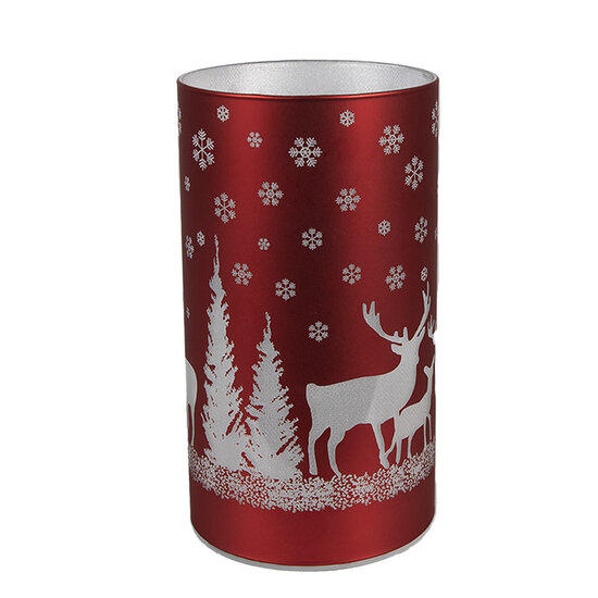 Clayre & Eef | Waxinelichthouder rood LED ø 8x12 cm / 3xAA | 6GL4669
