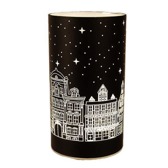 Clayre & Eef | Waxinelichthouder zwart LED ø 8x12 cm / 3xAA | 6GL4671