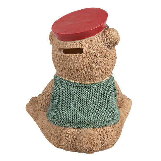 Clayre & Eef | Spaarpot Beer Bruin Groen 15x13x19 cm | 6PR4277