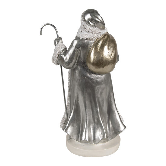 Clayre & Eef | Kerstdecoratie Kerstman Zilverkleurig 11x9x20 cm | 6PR4301