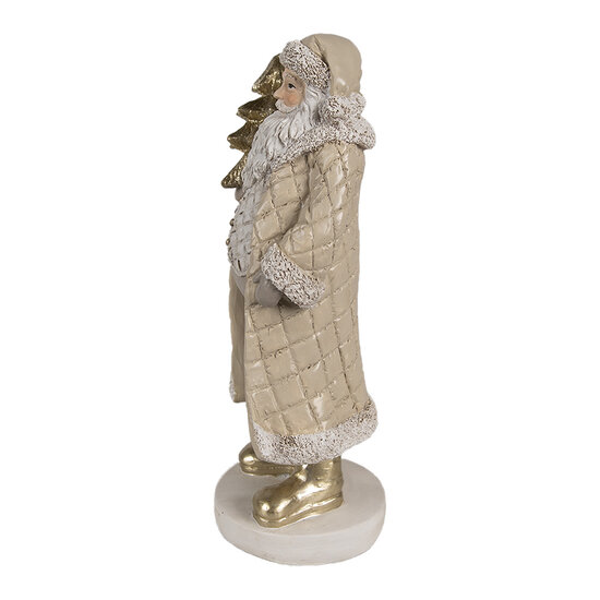 Clayre & Eef | Kerstdecoratie Kerstman Beige Goudkleurig 10x8x21 cm | 6PR4302