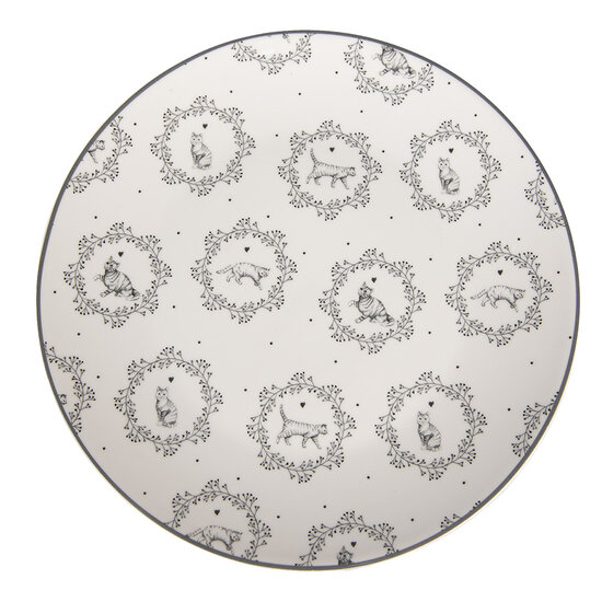 Clayre & Eef | Servies Dinerbord Wit Grijs ø 20x2 cm | LGCDP