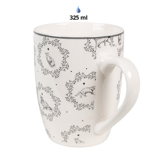 Clayre & Eef | Mok Wit Grijs 12x8x10 cm / 325 ml | LGCMU