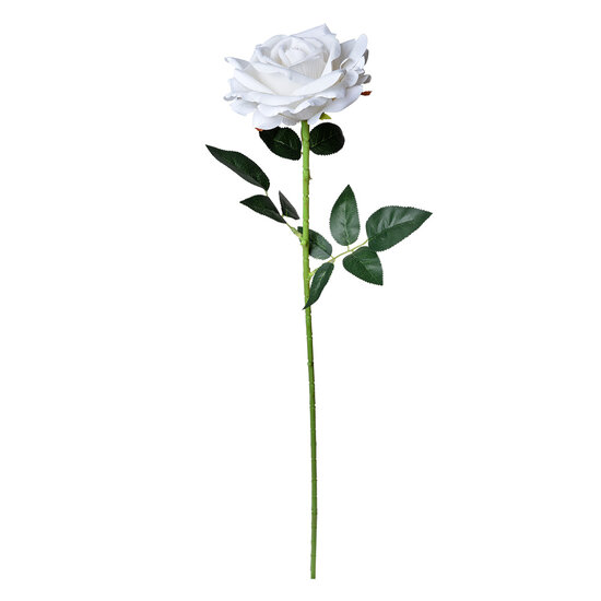 Clayre & Eef | Kunstbloem Roos Wit Groen ø 12x76 cm | 5PL0106W
