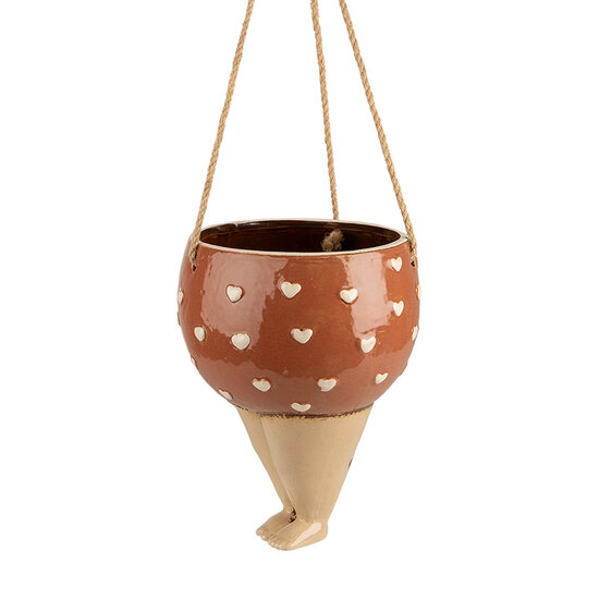 Clayre & Eef | Bloempot hangend Roze Beige 17x15x20 cm | 6CE1863