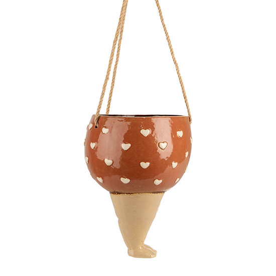 Clayre & Eef | Bloempot hangend Roze Beige 17x15x20 cm | 6CE1863