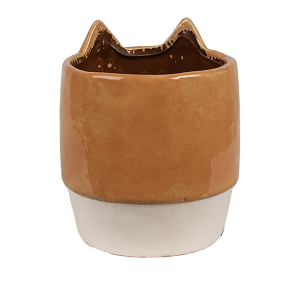 Clayre & Eef | Bloempot Binnen Oranje Beige ø 11x13 cm | 6CE1877