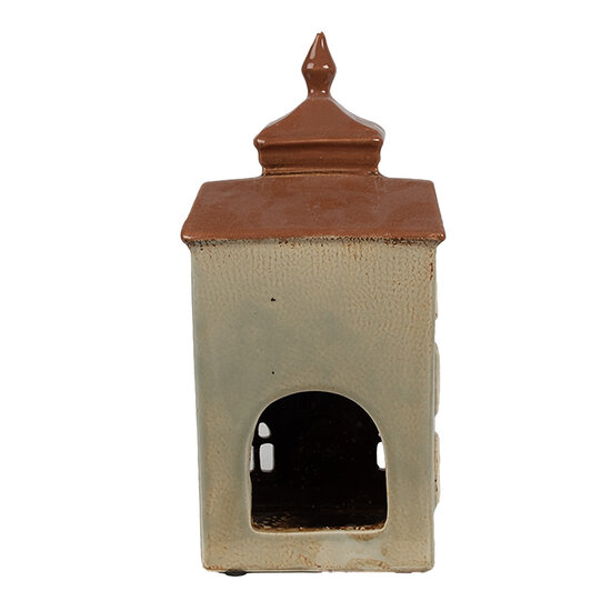 Clayre &amp; Eef   | Theelichthouder Kerst Huisje Groen Bruin 12x9x25 cm | 6CE1881