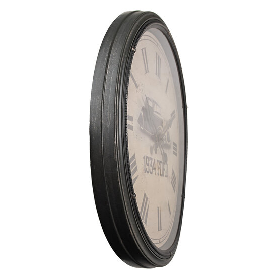 Clayre & Eef | Wandklok Grijs Beige ø 51x5 cm / 1xAA | 6KL0830