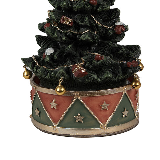 Clayre & Eef | Muziekdoos Kerstboom Groen Rood ø 12x18 cm | 6PR5100