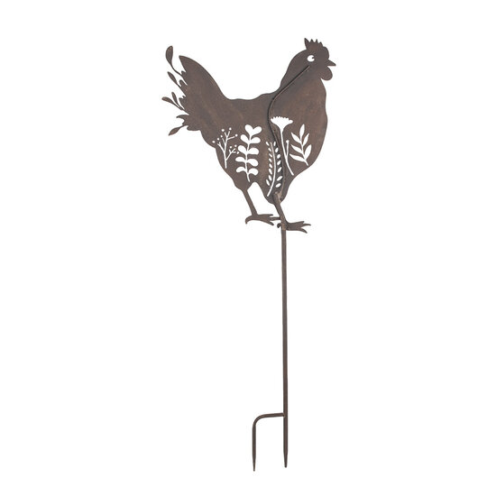 Clayre & Eef | Tuinsteker Haan Bruin 47x2x124 cm | 5Y1277