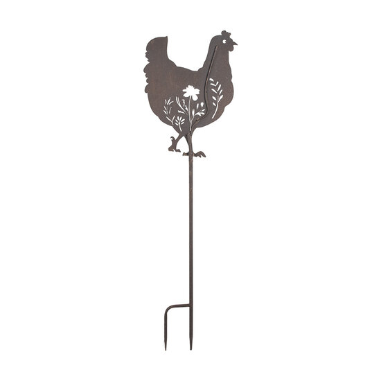 Clayre & Eef | Tuinsteker Kip Bruin 32x2x113 cm | 5Y1278