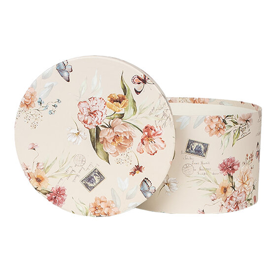 Clayre & Eef | Hoedendoos Set van 3 Beige ø 24x16 / ø 22x15 / ø 21x13 cm | 66005