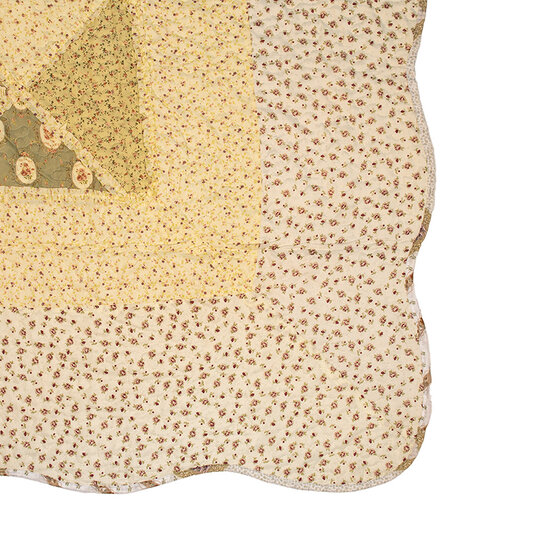Clayre & Eef | Bedsprei Groen Beige 230x250 cm / 2x kussensloop 50x70 cm | Q200.061