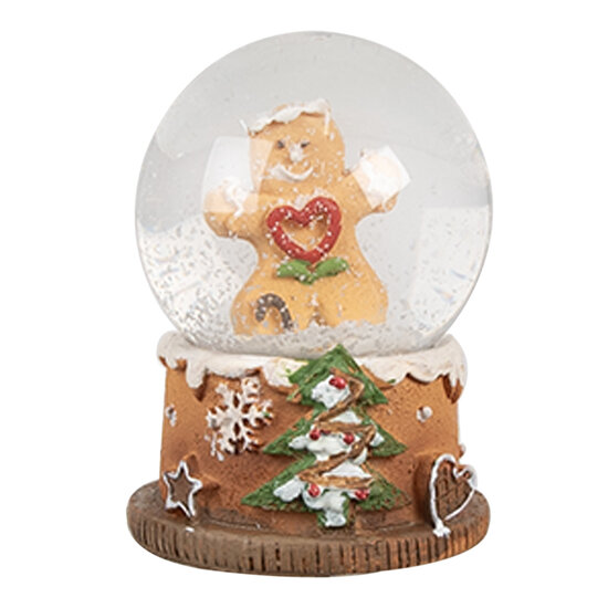 Clayre & Eef | Sneeuwbol Peperkoekpop Bruin Wit ø 5x6 cm | 65765