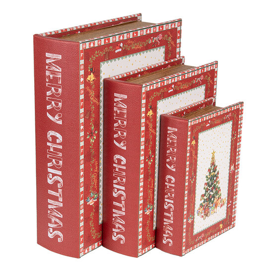 Clayre & Eef | Opbergdoos Rood Wit (3) 27x22x7 / 22x17x6 / 17x12x4 cm | 65755