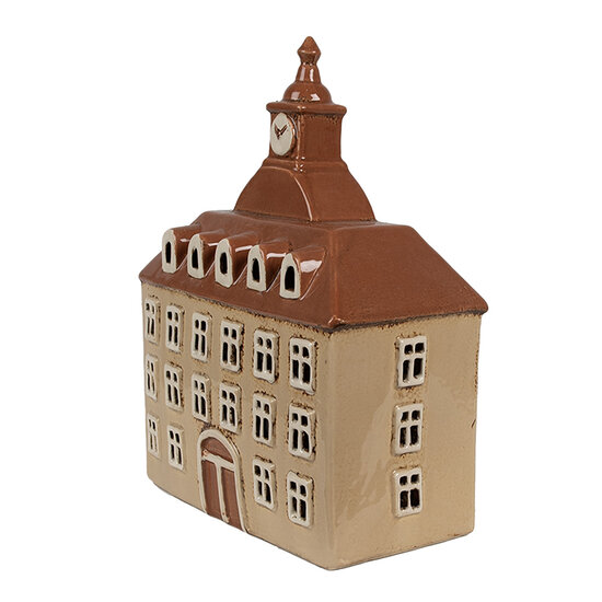 Clayre &amp; Eef   | Theelichthouder Kerst Huisje Beige Bruin 20x10x26 cm | 6CE1880