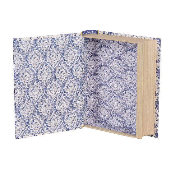 Clayre & Eef | Doos in boekvorm Wit Blauw 17x14x5 cm | 66016