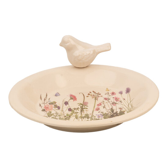 Clayre & Eef | Vogelvoederbak Beige Roze ø 26x10 cm | 6CE1948L