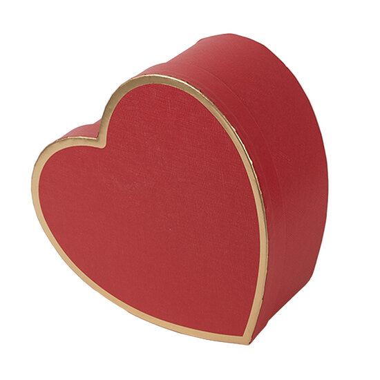 Clayre &amp; Eef   | Doos hartvorm (3) Rood 21x20x9/18x17x7/15x14x6 cm | 66026