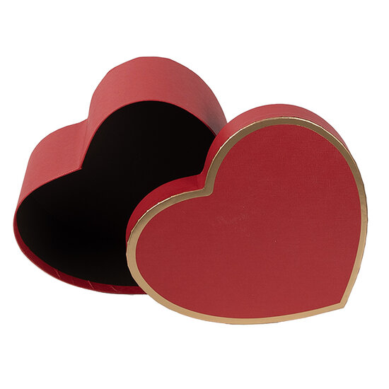 Clayre &amp; Eef   | Doos hartvorm (3) Rood 21x20x9/18x17x7/15x14x6 cm | 66026