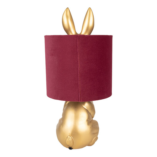 Clayre & Eef | Tafellamp Konijn Goudkleurig Rood ø 20x42 cm E27/max 1x60W | 6LMC0027VBU