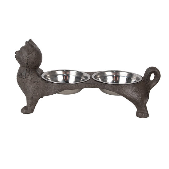 Clayre & Eef | Voerbak Kat Bruin 39x15x19 cm / 2x225 ml | 6Y5641