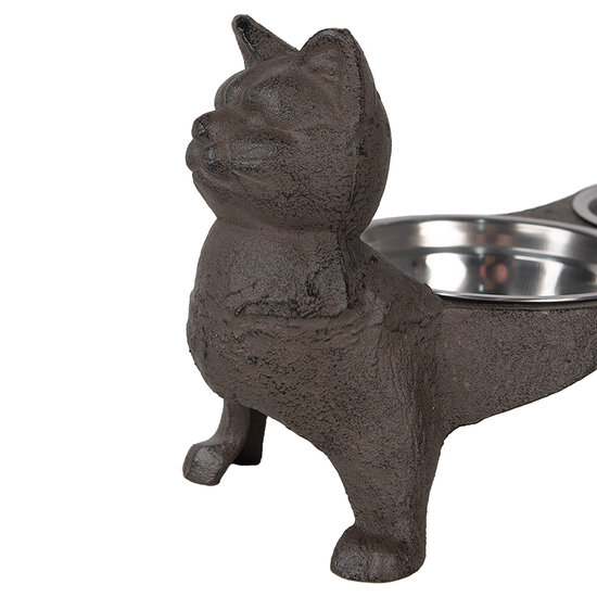 Clayre & Eef | Voerbak Kat Bruin 39x15x19 cm / 2x225 ml | 6Y5641