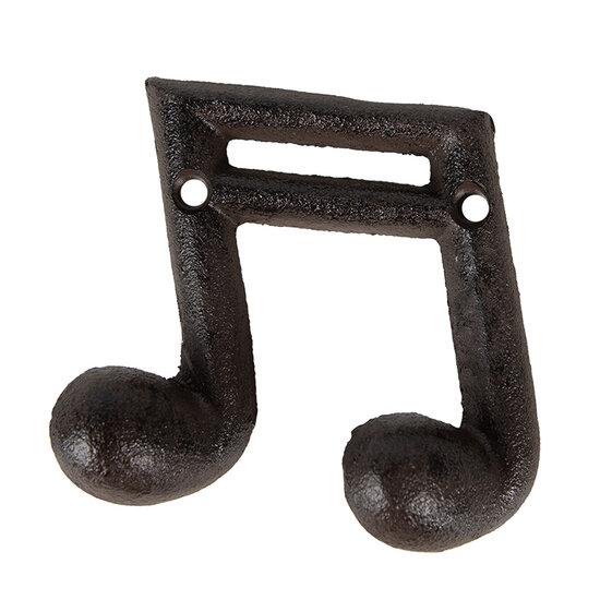 Clayre & Eef | Wandkapstok Muzieknoot Bruin 10x3x9 cm | 6Y5652
