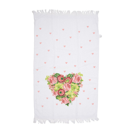 Clayre & Eef | Gastendoekje Wit Roze 40x66 cm | CT033