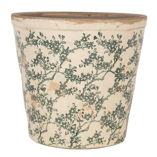 Clayre &amp; Eef   | Bloempot Binnen Beige Groen &oslash; 21x20 cm | 6CE1976L