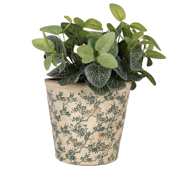 Clayre &amp; Eef   | Bloempot Binnen Beige Groen &oslash; 21x20 cm | 6CE1976L