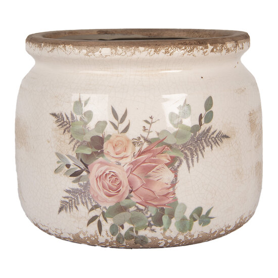 Clayre & Eef | Bloempot Binnen Beige Roze ø 20x15 cm | 6CE1978L