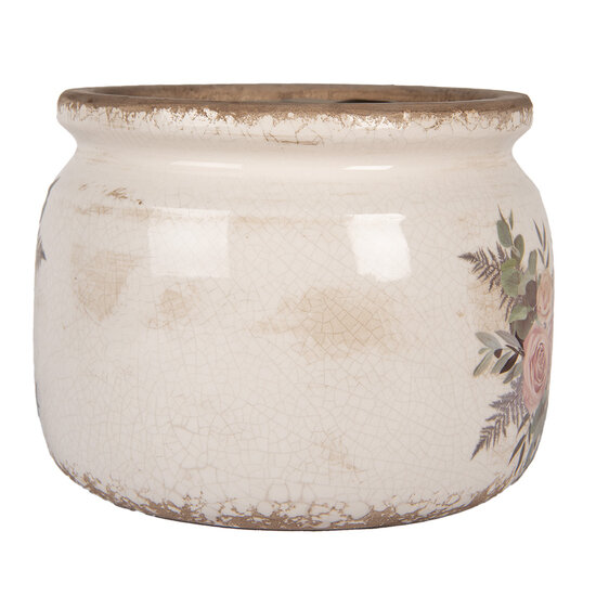Clayre & Eef | Bloempot Binnen Beige Roze ø 20x15 cm | 6CE1978L