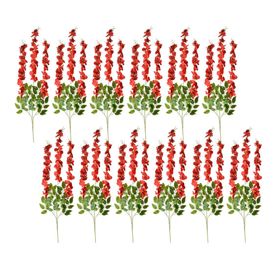 Clayre & Eef | Decoratie tak met bloemen (set 12) Rood 30x12x110 cm | 6PL0318R