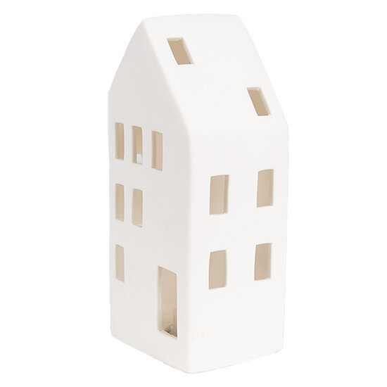 Clayre &amp; Eef   | Decoratie Huisje met LED Wit 7x6x15 cm | 6CE1793