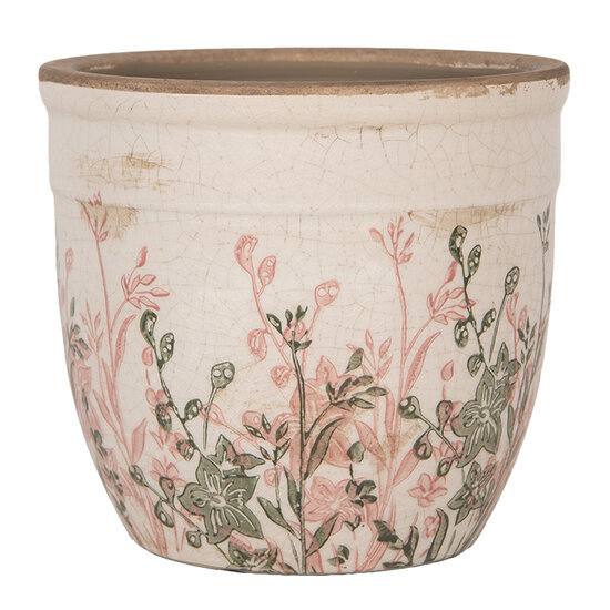 Clayre & Eef | Bloempot Binnen Beige Roze ø 16x14 cm | 6CE1974M