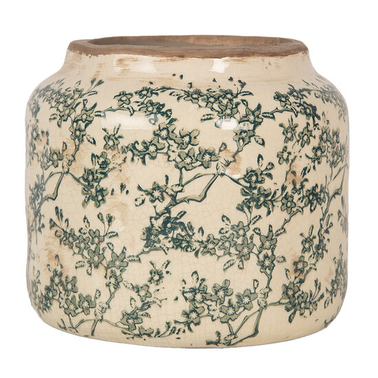 Clayre & Eef | Bloempot Binnen Beige Groen ø 18x16 cm | 6CE1975L